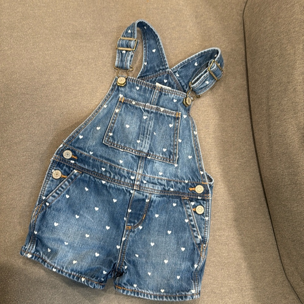 Baby Gap 3T denim overalls with hearts